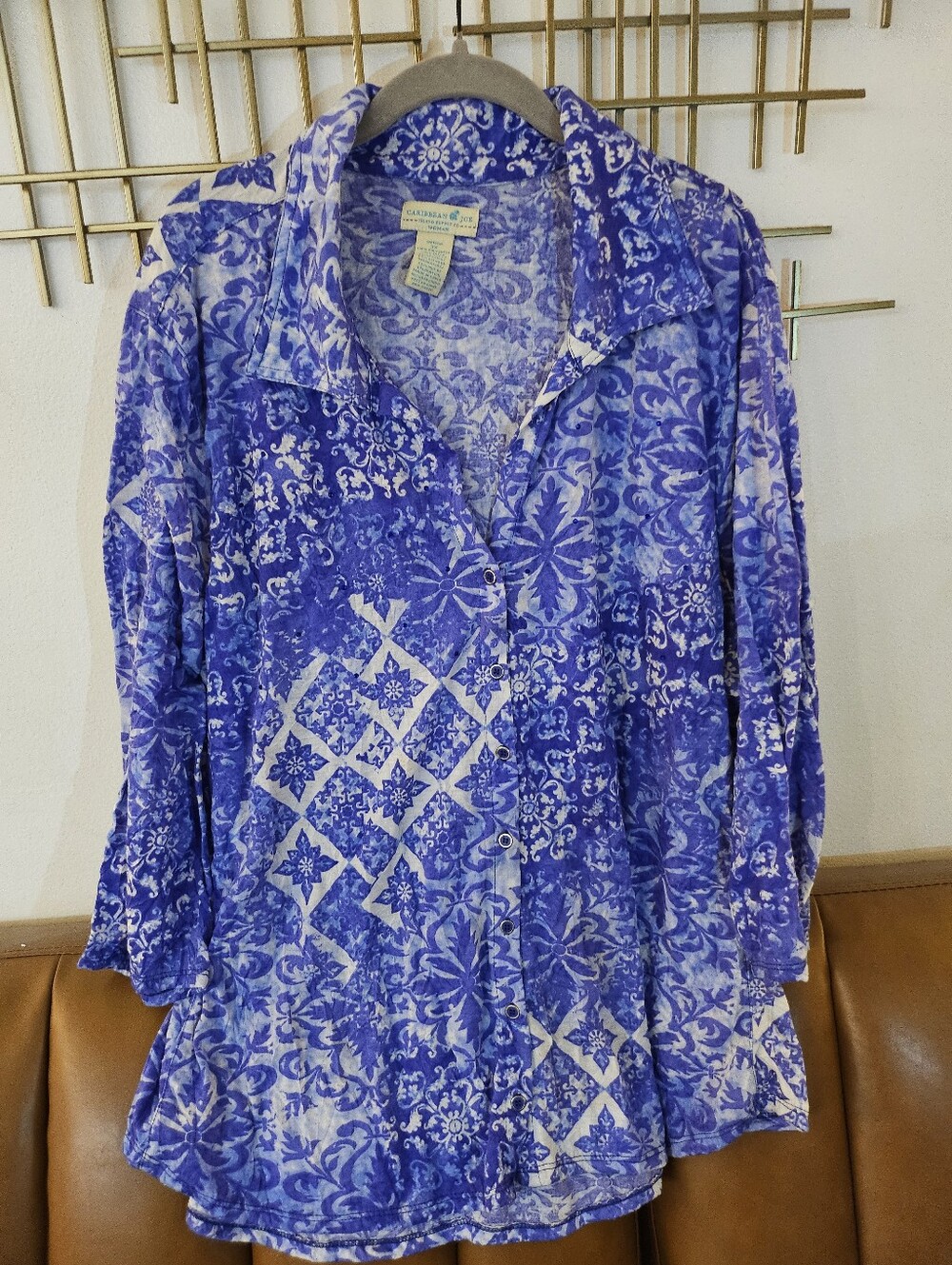 3X Caribbean Joe- Button-Front Shirt